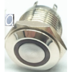 Bot&atilde;o de press&atilde;o met&aacute;lico 16 mm cabe&ccedil;a baixa 12-24V moment&acirc;neo com retorno autom&aacute;tico &agrave; prova d'&aacute;gua com LED branco