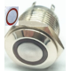 Bot&atilde;o pulsador met&aacute;lico para painel 16 mm cabe&ccedil;a chata curta 220 V &agrave; prova d'&aacute;gua moment&acirc;neo com retorno autom&aacute;tico e LED vermel - Thumb - 1