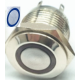 Interruptor bot&atilde;o met&aacute;lico de painel 16 mm 220 V moment&acirc;neo com retorno autom&aacute;tico cabe&ccedil;a plana curta &agrave; prova d'&aacute;gua com LED azu - Thumb - 1