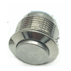 Bot&atilde;o met&aacute;lico 16 mm moment&acirc;neo sem ilumina&ccedil;&atilde;o, &agrave; prova d'&aacute;gua, retorno autom&aacute;tico, cabe&ccedil;a alta e corpo curto