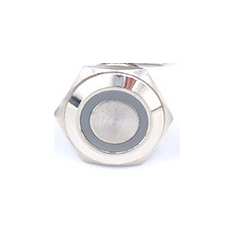 Bot&atilde;o met&aacute;lico de toque 16 mm, cabe&ccedil;a plana ultra-curta e ultra-fina, 12&ndash;24 V, moment&acirc;neo com retorno autom&aacute;tico, &agrave; prova d'&aacute;gua