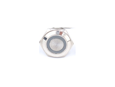 Bot&atilde;o met&aacute;lico de toque 16 mm, cabe&ccedil;a plana ultra-curta e ultra-fina, 12&ndash;24 V, moment&acirc;neo com retorno autom&aacute;tico, &agrave; prova d'&aacute;gua - Imagem 1