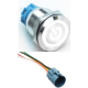 Bot&atilde;o met&aacute;lico de painel 19 mm cabe&ccedil;a chata moment&acirc;neo 3-6V &agrave; prova d'&aacute;gua com LED branco, rearme autom&aacute;tico e soquete de conex&atilde; - Thumb - 1