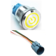 Bot&atilde;o pulsador met&aacute;lico para painel 19 mm cabe&ccedil;a plana 12 a 24 V &agrave; prova d'&aacute;gua com travamento autom&aacute;tico, LED amarelo e soquete - Thumb - 1