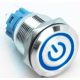 Interruptor de bot&atilde;o met&aacute;lico 19 mm cabe&ccedil;a plana 110 a 220 V travamento autom&aacute;tico &agrave; prova d'&aacute;gua com LED azul - Thumb - 1