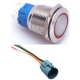 Interruptor bot&atilde;o de press&atilde;o met&aacute;lico 19 mm 3-6 V &agrave; prova d'&aacute;gua travamento autom&aacute;tico LED vermelho e soquete conector - Thumb - 1
