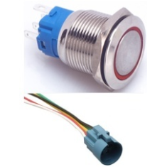 Interruptor bot&atilde;o de press&atilde;o met&aacute;lico 19 mm 3-6 V &agrave; prova d'&aacute;gua travamento autom&aacute;tico LED vermelho e soquete conector