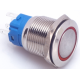 Interruptor de bot&atilde;o met&aacute;lico 19 mm cabe&ccedil;a plana 12&ndash;24V imperme&aacute;vel com LED vermelho e travamento por reten&ccedil;&atilde;o - Thumb - 1