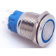 Interruptor de Bot&atilde;o Met&aacute;lico para Painel 19 mm Cabe&ccedil;a Plana 12-24 V &Agrave; Prova d'&Aacute;gua com Trava Autom&aacute;tica e LED Azul - Thumb - 1