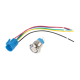 Interruptor de bot&atilde;o met&aacute;lico para painel 19 mm 12-24V &agrave; prova d'&aacute;gua com trava autom&aacute;tica, LED azul e conector soquete - Thumb - 1