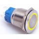 Bot&atilde;o de painel met&aacute;lico 19 mm 110-220V &agrave; prova d'&aacute;gua com travamento autom&aacute;tico e LED amarelo - Thumb - 1