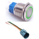 Interruptor de bot&atilde;o met&aacute;lico cabe&ccedil;a plana 19 mm 110 a 220 V &agrave; prova d'&aacute;gua com travamento autom&aacute;tico, LED verde e conector soqu - Thumb - 1