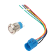Interruptor bot&atilde;o met&aacute;lico plano 19 mm 12-24V &agrave; prova d'&aacute;gua, moment&acirc;neo com autoretorno, LED vermelho e soquete de conex&atilde;o para - Thumb - 1
