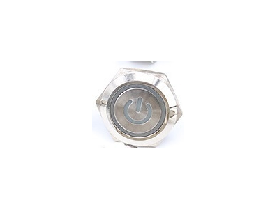 Bot&atilde;o met&aacute;lico t&aacute;til ultrafino 19 mm cabe&ccedil;a plana ultracurto moment&acirc;neo com retorno autom&aacute;tico 12-24V &agrave; prova d'&aacute;gua LED verde - Imagem 1