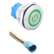 Interruptor bot&atilde;o met&aacute;lico cabe&ccedil;a plana 22 mm 12-24 V &agrave; prova d'&aacute;gua moment&acirc;neo com LED verde para painel - Thumb - 1