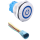 Interruptor pulsador met&aacute;lico cabe&ccedil;a plana 22 mm 110-220 V &agrave; prova d'&aacute;gua moment&acirc;neo autoretornante com LED azul e soquete - Thumb - 1