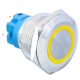 Interruptor de bot&atilde;o met&aacute;lico cabe&ccedil;a plana 22 mm 3-6V imperme&aacute;vel com LED amarelo e trava autom&aacute;tica - Thumb - 1