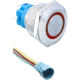 Interruptor bot&atilde;o de press&atilde;o metal cabe&ccedil;a plana 22 mm 3-6 V &agrave; prova d'&aacute;gua autotravante com LED vermelho e conector soquete - Thumb - 1