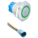 Bot&atilde;o met&aacute;lico de press&atilde;o cabe&ccedil;a plana 22 mm 3 a 6 V imperme&aacute;vel com travamento autom&aacute;tico, LED verde e conector soquete - Thumb - 1