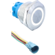 Bot&atilde;o de press&atilde;o met&aacute;lico cabe&ccedil;a plana 22 mm 3-6V &agrave; prova d'&aacute;gua com trava de reten&ccedil;&atilde;o, LED branco e soquete conector - Thumb - 1