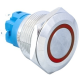 Interruptor pulsador met&aacute;lico para painel 22 mm cabe&ccedil;a plana 110-220V imperme&aacute;vel com trava e LED vermelho - Thumb - 1