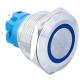 Interruptor de bot&atilde;o met&aacute;lico 22 mm cabe&ccedil;a plana 110-220V &agrave; prova d'&aacute;gua com travamento e LED azul - Thumb - 1