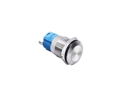 Bot&atilde;o interruptor met&aacute;lico para painel 12 mm cabe&ccedil;a plana, &agrave; prova d'&aacute;gua, retorno autom&aacute;tico, sem ilumina&ccedil;&atilde;o - Imagem 1