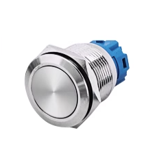 Bot&atilde;o Pulsador Met&aacute;lico 22 mm Cabe&ccedil;a Plana &agrave; Prova d'&Aacute;gua Retorno Autom&aacute;tico Sem Ilumina&ccedil;&atilde;o