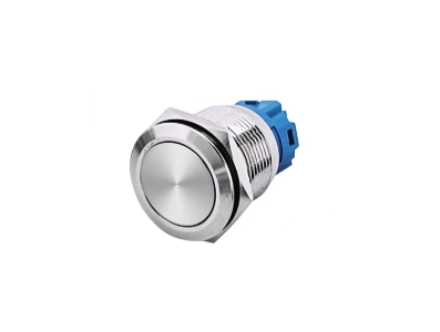 Interruptor bot&atilde;o met&aacute;lico para painel 22 mm, cabe&ccedil;a plana, estanque, travamento autom&aacute;tico, sem ilumina&ccedil;&atilde;o - Imagem 1