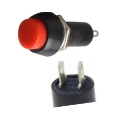 Bot&atilde;o pulsador redondo PBS-11A 12 mm 2 pinos com trava vermelho em pl&aacute;stico
