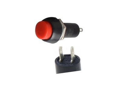 Bot&atilde;o pulsador redondo PBS-11A 12 mm 2 pinos com trava vermelho em pl&aacute;stico - Imagem 1