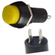 Bot&atilde;o pulsador redondo PBS-11A 12 mm 2 pinos auto-travante amarelo de pl&aacute;stico - Thumb - 1