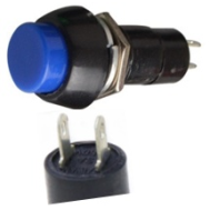 Bot&atilde;o pulsador redondo PBS-11A 12 mm 2 pinos auto-travante pl&aacute;stico azul