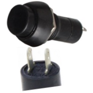 PBS-11A Bot&atilde;o pulsador redondo de pl&aacute;stico preto 12 mm 2 pinos com travamento