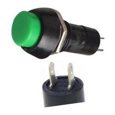 Bot&atilde;o de press&atilde;o redondo verde PBS-11B 12 mm 2 pinos moment&acirc;neo com retorno autom&aacute;tico em pl&aacute;stico
