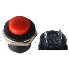 Bot&atilde;o pulsador de painel redondo R13-507 16 mm 2 pinos, moment&acirc;neo com retorno autom&aacute;tico, vermelho