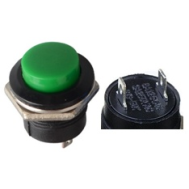 Bot&atilde;o de press&atilde;o para painel R13-507 16 mm 2 pinos verde, moment&acirc;neo com retorno autom&aacute;tico, cabe&ccedil;a redonda