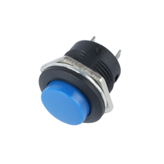 Bot&atilde;o de press&atilde;o moment&acirc;neo R13-507 16 mm 2 pinos c&uacute;pula redonda azul