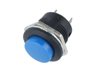 Bot&atilde;o de press&atilde;o moment&acirc;neo R13-507 16 mm 2 pinos c&uacute;pula redonda azul - Imagem 1