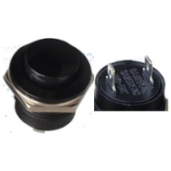 Bot&atilde;o de press&atilde;o preto R13-507 16 mm, 2 pinos, moment&acirc;neo autoretornante, c&uacute;pula redonda