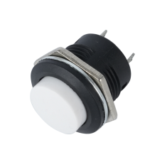 Bot&atilde;o de Press&atilde;o Branco R13-507 16 mm 2 pinos Acionamento Moment&acirc;neo Retorno Autom&aacute;tico C&uacute;pula Redonda