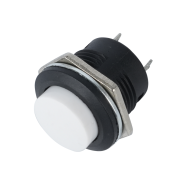 Bot&atilde;o de Press&atilde;o Branco R13-507 16 mm 2 pinos Acionamento Moment&acirc;neo Retorno Autom&aacute;tico C&uacute;pula Redonda