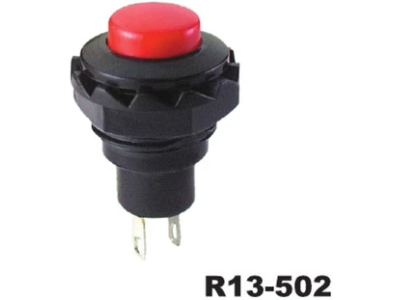 Bot&atilde;o de Press&atilde;o R13-502 12 mm Vermelho 2 pinos Cabe&ccedil;a Redonda Moment&acirc;neo com Retorno Autom&aacute;tico - Imagem 1