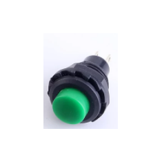 Bot&atilde;o pulsador verde R13-502 12 mm 2 pinos moment&acirc;neo com retorno autom&aacute;tico capuz redondo