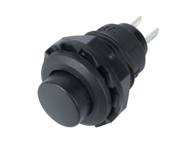 Bot&atilde;o de Press&atilde;o Preto R13-502 12 mm 2 pinos Moment&acirc;neo com Retorno Autom&aacute;tico C&uacute;pula Redonda - Imagem 1