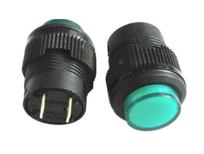 Bot&atilde;o mini de press&atilde;o moment&acirc;neo 16 mm R16-503A verde 2 pinos com retorno autom&aacute;tico sem ilumina&ccedil;&atilde;o - Imagem 1