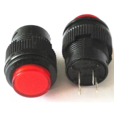 Bot&atilde;o de press&atilde;o mini R16-503BD 16 mm vermelho, 4 pinos, moment&acirc;neo com retorno autom&aacute;tico e ilumina&ccedil;&atilde;o