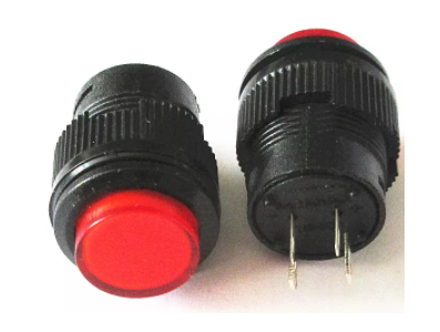 Bot&atilde;o de press&atilde;o mini R16-503BD 16 mm vermelho, 4 pinos, moment&acirc;neo com retorno autom&aacute;tico e ilumina&ccedil;&atilde;o - Imagem 1