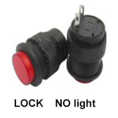 Interruptor de bot&atilde;o liga/desliga com travamento 16 mm 2 pinos vermelho R16-504A sem ilumina&ccedil;&atilde;o