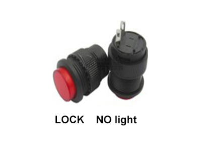Interruptor de bot&atilde;o liga/desliga com travamento 16 mm 2 pinos vermelho R16-504A sem ilumina&ccedil;&atilde;o - Imagem 1
